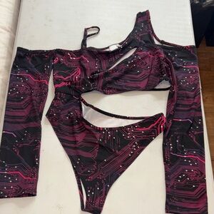 #40 Futuristic Circuit Print Bodysuit
